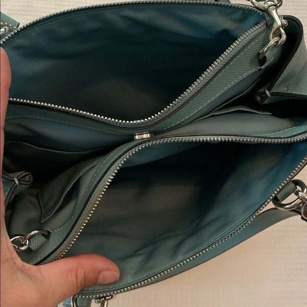 Coach Aqua Leather Shoulder Bag with long crossbody strap
